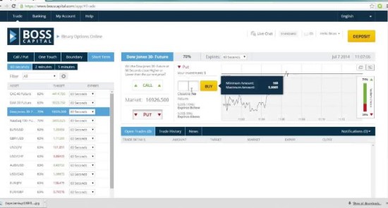 Торговая платформа брокера бинарных опционов Boss Capital