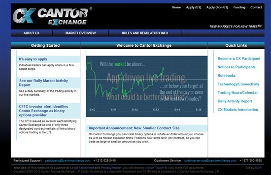 Сайт Cantor Exchange