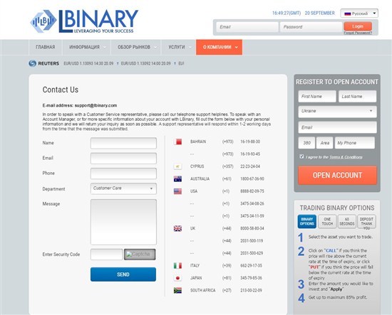 LBinary в качестве контактов имеет только номера телефонов